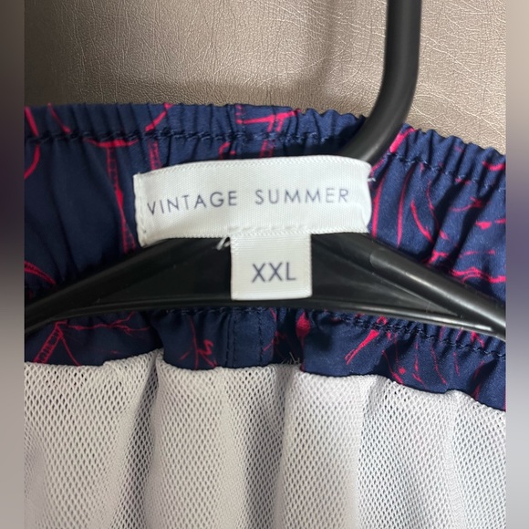 Men’s XXL Vintage Summer Swim Shorts Pink Flamingo on Dark Blue, New w/o Tags - Picture 4 of 6